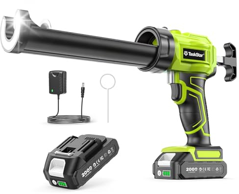 Taskstar Pistola Silicona Compatible con Makita 18V-Batería, Pistola Silicona Eléctrica con 1 Batería de 2000 mAh y Cargador para 280-300ML, 300 kg de Empuje, Fácil de Usar