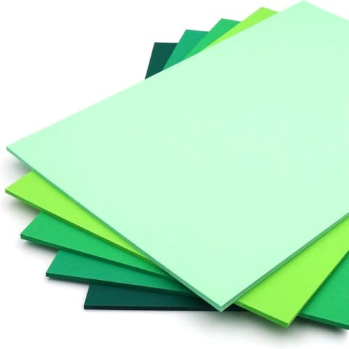 Hawksbill Paper A4 Green Card 220gsm – 60 Sheets 5 Shades of Green – Premium Coloured Cardstock for Arts Crafts Scrapbooking & Cutting Machines