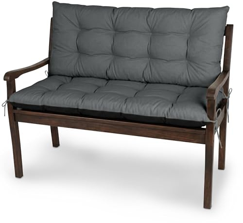 Spatium Bänkdyna med rygg Tradgardsbank Dyna Utomhus Vattenavvisande Andningsbar Quiltad Sittdyna Terrass Mobler Bekvam Hallbar Paafyllningsbar 130x50+50cm Antracit