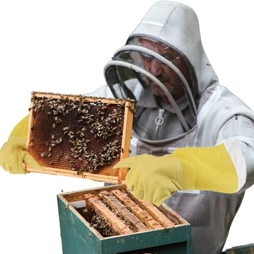 1 par de guantes de apicultor – Guantes de protección con mangas largas, guantes de apicultor duraderos, protección de seguridad, material de malla transpirable, práctico accesorio para apicultura