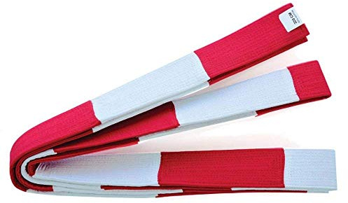 Playwell Artes Marciales Deluxe 2 Ancho Masters Instructor Bloque Cinturón Rojo/Blanco - Nuevo - 300cm