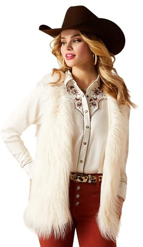ARIAT Women's Fae Faux Fur Vest - Coconut Milk, Medium