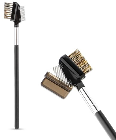 1 Pcs Eyebrow Brush, Metal Eyelash Comb, Resuable Dual Eyebrow Comb, Eye Brow Makeup Brush Eye Lash Comb for Eyelashes Extension (Bristles)