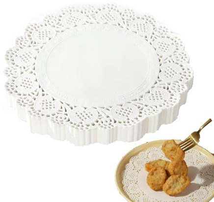 Centrini di Carta, 150 Tovagliette di Carta Centrini Per Torta Centrini da Tavolo Fodera in Carta Per Torta Centrini di Carta Rotondi in Pizzo Bianco Per Le Feste(Bianco)