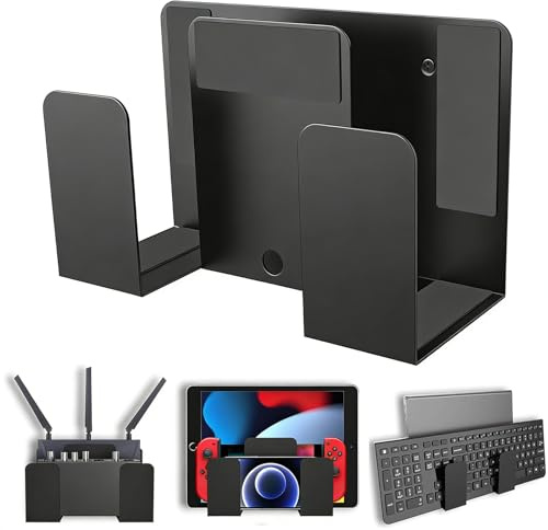 Domigard Support Mural pour PS5, Tablette, Ordinateur Portable, Clavier etc - Design à 2 Couches – Universelle Étagère Murale en Métal pour 2 Appareils Épaisseur < 4 cm