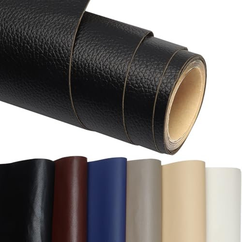 Pelle Adesiva per Riparazioni, Patch di Riparazione in Pelle, Patch Riparazione in PU Pelle per Divano, Sedile Auto, Mobili, Borsa in Pelle, Tappezzeria (Nero, 60 * 300cm)