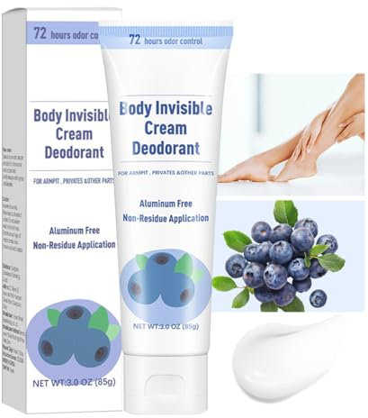 Wenrny Whole Body Deodorant Cream for Women,85g Aluminum Free Deodorant Lotion,72 Hour Odor Control Invisible Cream Deodorant,Refreshing Fruit Scents Deodorant for Men Women (Blueberry)