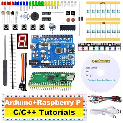 Raspberry Pico & UNO R3 (CH340+ATmega328P) Compatible with Arduino IDE Learning Kit | The Ultimate Value with 75+ Components, 34 HD Tutorials | All-in-One Starter Kit with Breadboard
