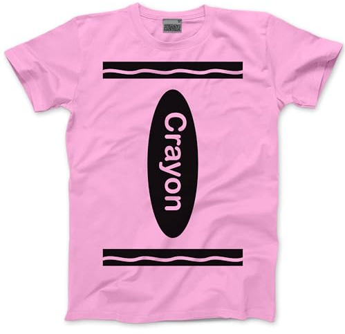 Group Costume Outfit - Crayon Tshirt Matching Tees Halloween Top C Fancy Dress Party Team Tops Colours T-Shirt - 12-13 Years Pink