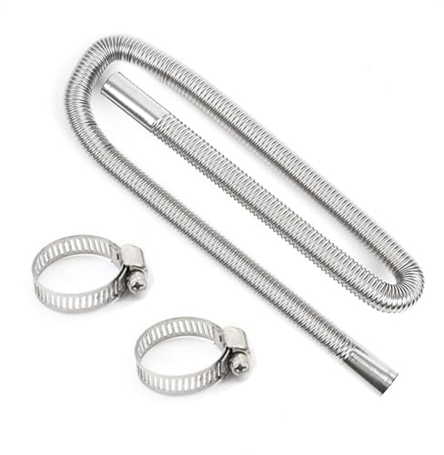 HUAREW Parking Heater Exhaust Pipe 150 cm | Exhaust Hose for Power Generator, Stainless Steel Exhaust Pipe, Fuel Tank Exhaust Pipe Auxiliary Heate with 2 Clamps