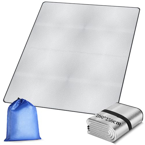 Chumix Estera de Aislante de Aluminio, 200 × 200 cm, Esterilla Camping | Colchoneta Plegable para Tienda de Campaña, Colchoneta Ligera y Portátil, Ideal para Acampar, Yoga y Deportes