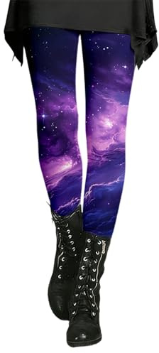 Generisch Galaxy Leggings Mujer Cintura Alta Leggings Deportivos Estampados Coloridos Pantalones de Yoga Elásticos Pantalones de Yoga Render Pantalones Mujer Planetas para Carnaval Disfraz, B12 Light