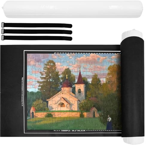 Zatixbu Tapis Puzzle, Portable Tapis Puzzle 1500 Pieces avec Bâton de Gonflage, Antidérapant Plateau Puzzles pour Adultes et Enfants (Noir)