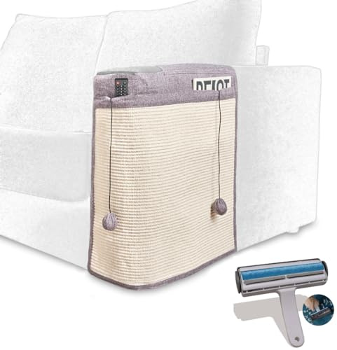 TREKAM Rascador para Gatos Sofa - Ideal para Evitar Que Tus Gatos arañen el sofá y para Que se estimulen, diviertan y jueguen - Incluye Rodillo quitapelos y Dos Pelotas de Juguete (Izquierda)