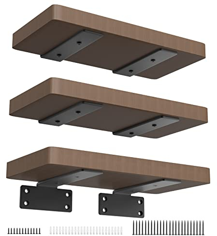 Housolution Regalwinkel, 6 Stück 90 Grad Regalträger Metall Winkelklammern 6 Zoll Schwerlastträger Wandhalterung Stabile Eckwinkel mit Schrauben & Dübel für Brettern Regal Topfpflanzen, Schwarz