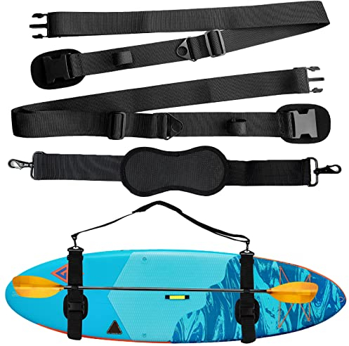 SUP Tragegurt Verstellbares Paddleboard Kajak,Trageriemen für Surfbrette Surfboard Longboards,Verstärkte Aufrüstung (Schwarz)