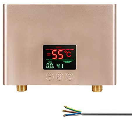 Calentador de agua instantáneo 3KW Mini calentador de agua eléctrico sin tanque Montado en la pared con pantalla LED Ajuste de temperatura de 3 niveles Control remoto para el hogar Cocina Baño