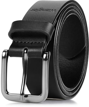 Wrangler Men’s Full Grain Genuine Leather 35mm Thick Casual Belt for Jeans, Pants, 35mm Black, 38 (waist 35-36)