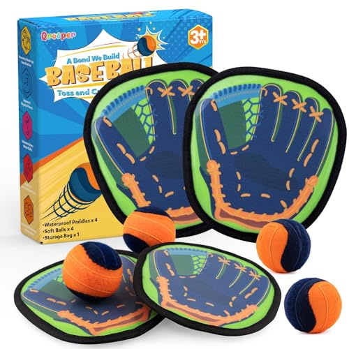 Qrooper Toss and Catch Ball Game Kids Toys for 3 4 5 6 7 8 Year Old Boys Girl Birthday Gift, Outdoor Games Yard Play Beach Pool Toys for Kids Age 4-8 8-12 Toddler Baseball Glove