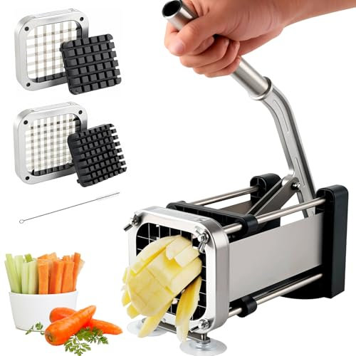 Anatole Tagliapatate per Patate Fritte Professionale con 13mm Lame in Acciaio Inossidabile Taglia Patatine Fritte a Bastoncini Manuale con Ventose per Cipolla Carota Cetriolo