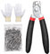 Spurtar Gerade Hog Ringzangen mit 360pcs 3/4 1/2 3/8 Hog Rings Spring-Loaded A3 Stahl Hog Ring Zange Kit für Upholstery Fechten Tier Haustier Käfige Crafts Bagging Netting Fallen DIY