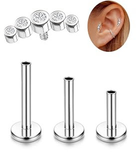 Adramata G23 Titan Helix Tragus Labret Lippenpiercing Medusa Innengewinde Medizinische Ohrstecker Ohr Klein Conch Gold Silber