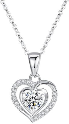 HinDaLi Collana Argento 925 Cuore Zirconia Cubica - Gioiello Elegante per Ragazze e Bambine