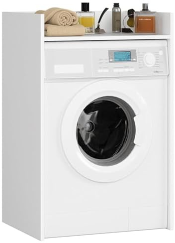 BDW Waschmaschinenschrank 97,5x64x50 cm, für Waschmaschine & Wäschetrockner, Badezimmerschrank Hoch, Badezimmer Möbel, Bad Schrank Badezimmerschrank (Weiss)
