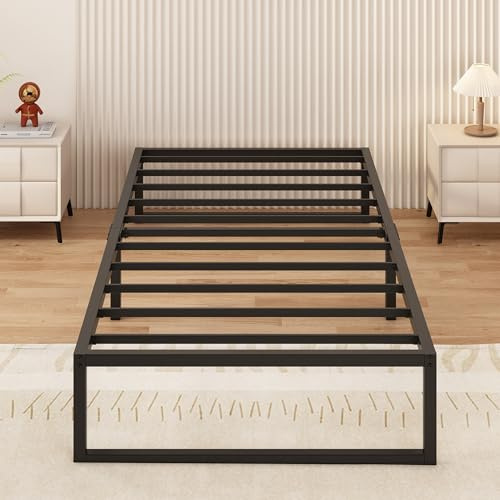 Yicensen Struttura Letto Singola 80x190 cm, Struttura Letto in Metallo, Supporto Solido, Facile da Montare, Design Silenzioso, Stile Moderno e Minimalista, Altezza 36 cm, Nero