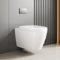 WC Hängend Spülrandlos Toilette, Wand-WC Set aus Keramik mit Toilettendeckel Abnehmbaren Absenkautomatik Effizienter Spültechnik Hängetoilette, D-Form,Lang 55.5cm, Weiß