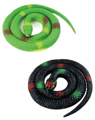 2 Piezas de goma falsa serpiente juguetes, serpiente de plástico, serpiente de goma falso, colorido falso serpiente, Jardín Props broma de regalo