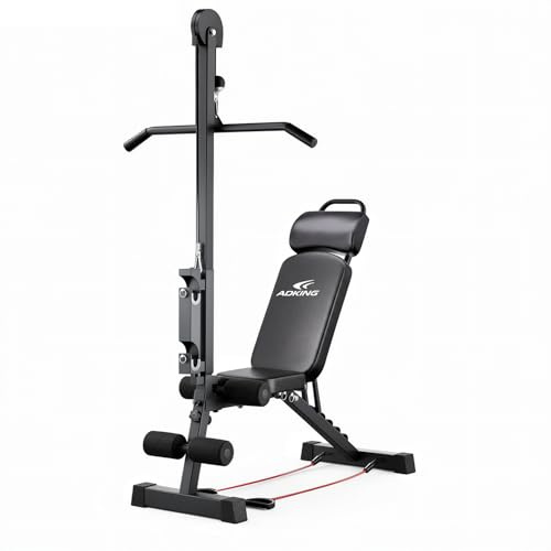 12-in-1 Multi-Functional Home Gym Workout Bench–High/Low Pulley System, Sit-Up Bench, LAT Pull-Down,Leg Developer,Adjustable Strength Training Equipment for Full-Body Fitness