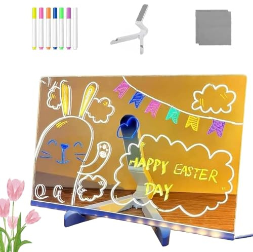 Kivvy Magic Board, Kivvy - Magicboard Where Creativity Lights Up, LED Drawing Board for Kids, Luminous Acrylic Message Board with Stand ＆ 7 Markers for Writing (30 * 20cm)