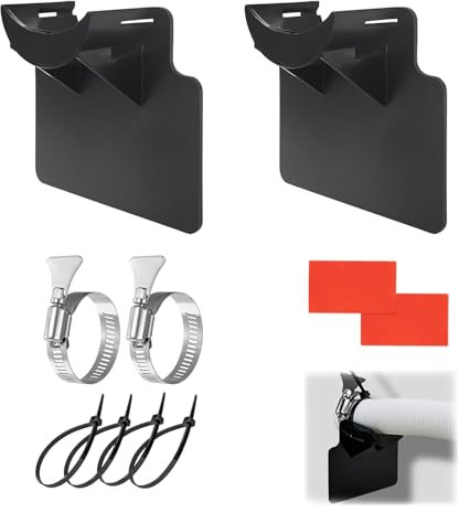 2 Pièces Supports De Tuyau Pour Piscine, Support de Tuyau D'eau protection anti-torsion en plastique, avec collier de serrage en acier inoxydable Accessoire de Piscine (Noir)