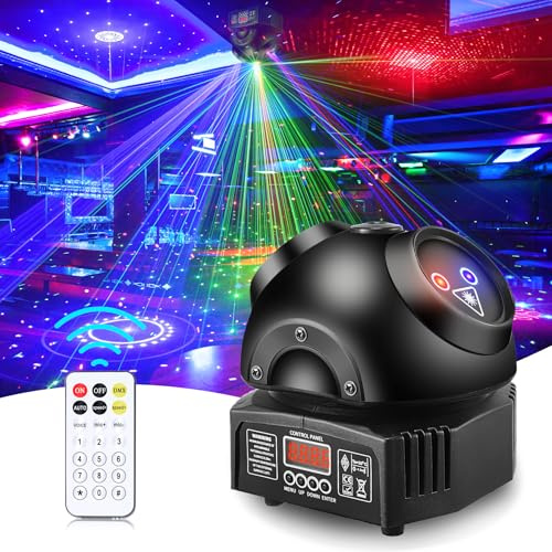 VAYALT Jeux de Lumiere DJ, Lumière Disco avec Télécommande et Musique Commande Vocale, Lumières de DJ Activées par le son avec DMX 512, Lampe Disco pour bar, Karaoké, Fête de Nuit Spectacle en Direc