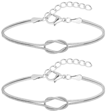 CUEMOON 2 st armband pararmband vänskapsarmband dam silver armband vänskap justerbar kvinna gåva flicka