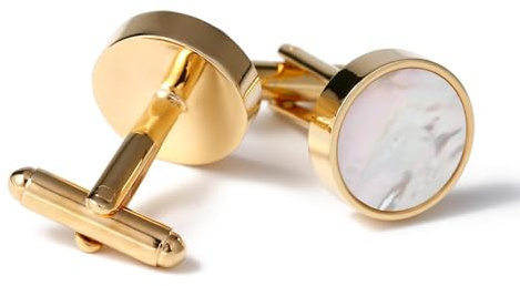 XFSRG Bouton de Manchette Homme Doré avec Nacre Boutons de Manchette Élégants pour Chemise Accessoire Mode pour Mariage et Cérémonies