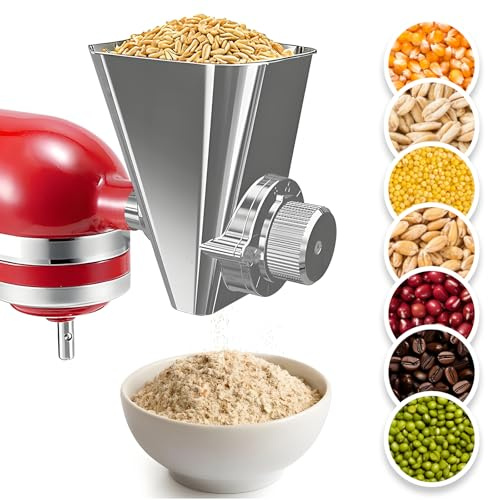 Ezato 2026 Grain Mill Attachment for KitchenAid Stand Mixer, All Metal 9 Levels Flour Mill for KitchenAid, Fit for Grinding Wheat, Corn, Oats, Millet, Coffee Beans