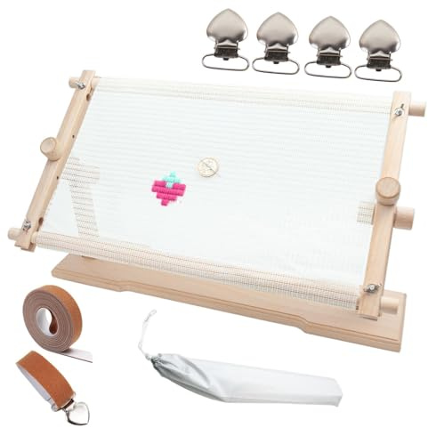 Soporte giratorio ajustaVble para bastidor de bordado aro ajustable madera con aros bordado,Soporte manos libres manualidades,