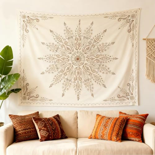 KQDRAVINE Tappeto Mandala da parete, 152×130 CM Tessuto Boho per Salotto, Camera, Campeggio Tappeto Mandala per Decorazione da Parete, Telo Boho