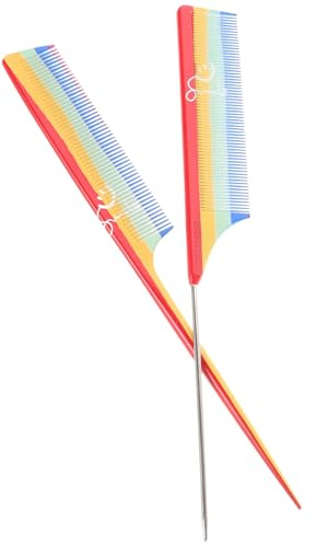 VICASKY 2 pezzi Pettine per Capelli Coda Sottile Pettine Denti Stretti in Acciaio e Plastica Leggero e Resistente per Taglio Colorazione e Styling Adatto Tutti i Tipi di Capelli Donna e