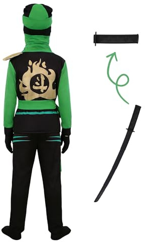 Dtiaagto Costume Ninja per bambini, costume da guerriero giapponese, Halloween per bambini, vestito Kung Fu, Natale, costume carnevale, 4-6 anni