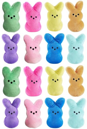 Rdogeia 16PCS Easter Stuffed Bunny Plush Toys,Easter Basket Stuffers Egg Fillers,Easter Bunny Bulk Stuffed Animals Plushie for Kids Boys Girls Party Favors Gifts