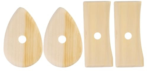 QUARKZMAN 4pcs Côtes en Céramique 10.3cm x 6.6cm 12.3cm x 5.2cm Outils en Bois pour Sculpture De Poterie pour Finition Façonnage Et Lissage Élimination des Traces De Doigts