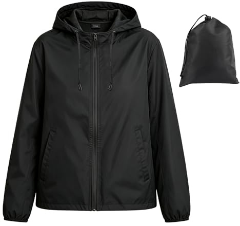 ADUDVLO Packable Waterproof Jacket Womens Lightweight, Hooded Rain Jacket Windproof Raincoat for Women with Pockets for Hiking, Travel, Running