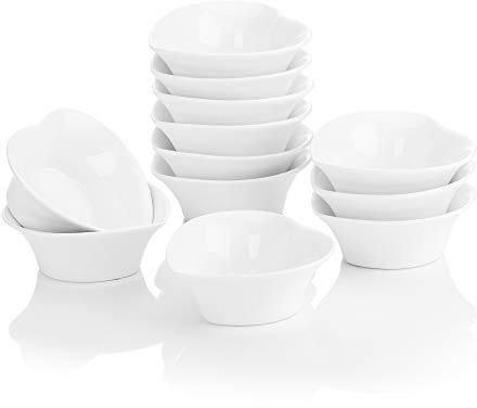 MALACASA, Serie Ramekin.Dish, 12-TLG. 4/10cm/100ml SUPER Mini Porzellan Dessertschäle Set Dessert Schälchen Snackschäle Dekoschäle