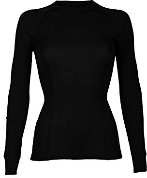 Dilling Merino Langarmshirt für Damen aus 100% Bio-Merinowolle Schwarz 38