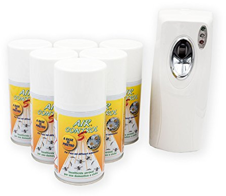 Stazione antizanzare deterrente insetti e zanzare composto da 1 Diffusore con Timer + 6 flaconi da 250 ml di AIR CONTROL a base di Piretro -