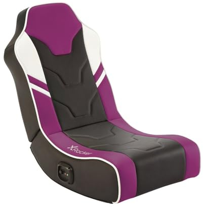 X-Rocker Shadow Gaming Chair for Kids and Juniors, 2.0 Audio Floor Rocker, Low Folding Rocking Seat with 2 Stereo Sound Speakers, Padded Foam for Xbox, PS4 PS5 Switch - Purple (Sports)