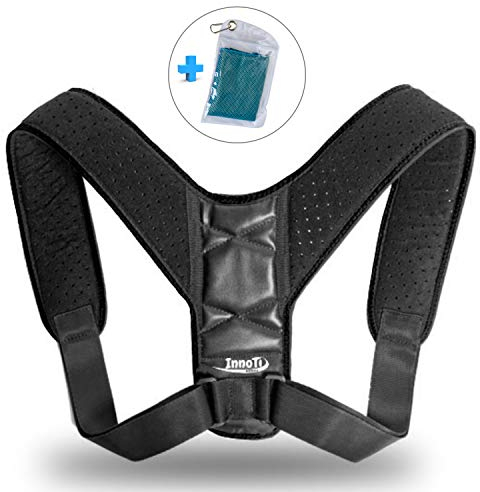 InnoTi Correttore Posturale Spalle Schiena per Uomo e Donna - Fascia Posturale Spalle e Schiena – Busto Schiena Regolabile e Realizzato in Materiale Morbido e Traspirante per il Massimo Comfort